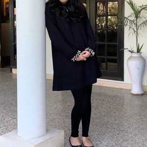H&M Black Dress with Pearl Sleeves